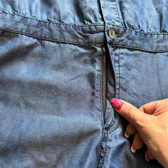 True Religion Women's Blue Sleeveless Button Down Romper Tencel Size M - Picture 8 of 16